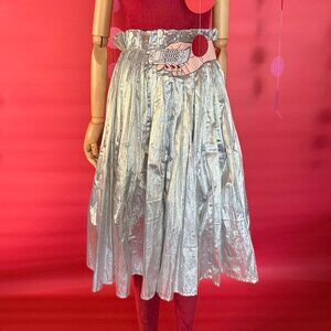 Unique Silver Metallic Skirt – Pop Art Waistband by House of Cards - Y2K-style